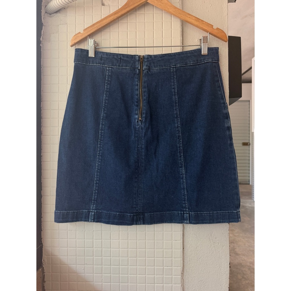 Boden Dark Indigo Denim A-Line Mini Skirt Blue Seam Detail Size US 10R Medium - Picture 5 of 7
